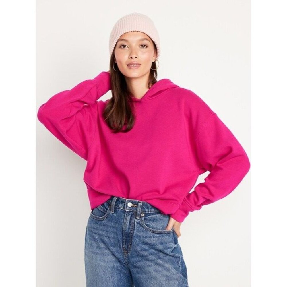 Old Navy Hoodie Plus Size 2X Long Sleeve Pullover Berry Pink Cotton Blend Comfy